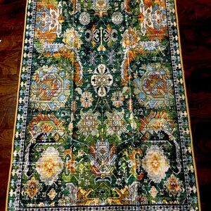 Vibrant Green and Orange rug 5x7